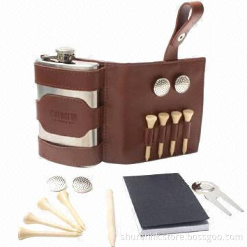 Golf gift set with PU leather holder